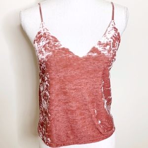 Womens Size S Pink Crushed Velvet Cami Tank Top